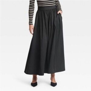 Elegant Black Maxi Skirt- thick material